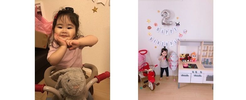 2歳の誕生日を迎えた娘の画像